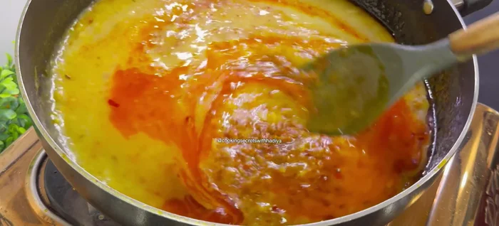 Add the cooked lentils and mix well with the spice mixture. Cook for 5-6 minutes on low flame.
