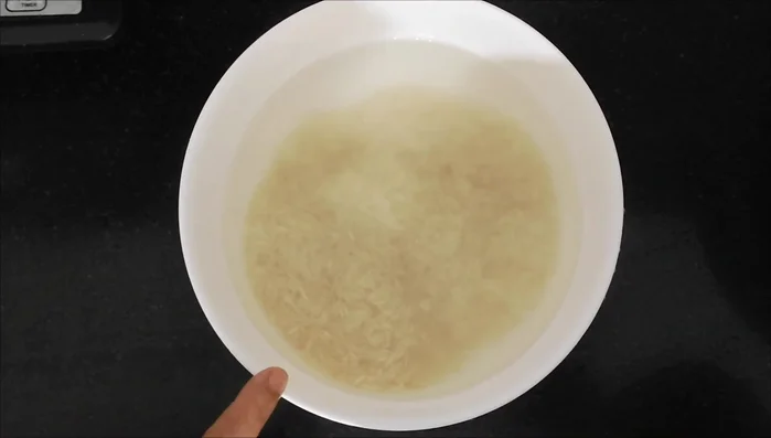 Wash basmati rice thoroughly and soak in water for 30 minutes. Do not discard the soaking water.