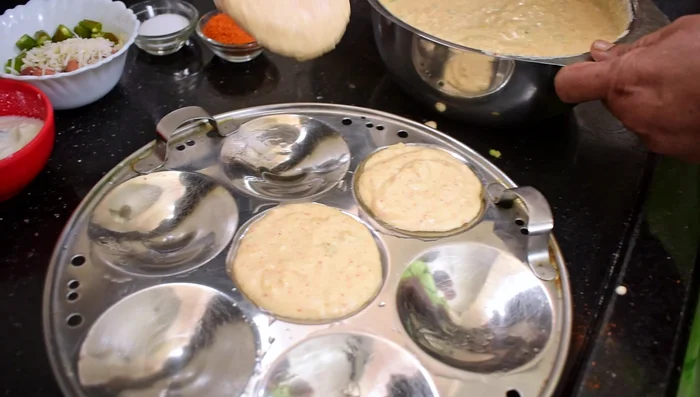 Steam the idli for about 8 minutes or until a knife inserted comes out clean. Check at the 5-minute mark.