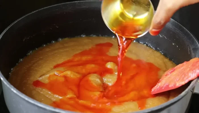 Add a pinch of food coloring dissolved in 1/4 cup of water (or saffron), and mix well. (Optional)