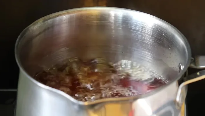 Once the jaggery boils, turn off the heat and set aside.