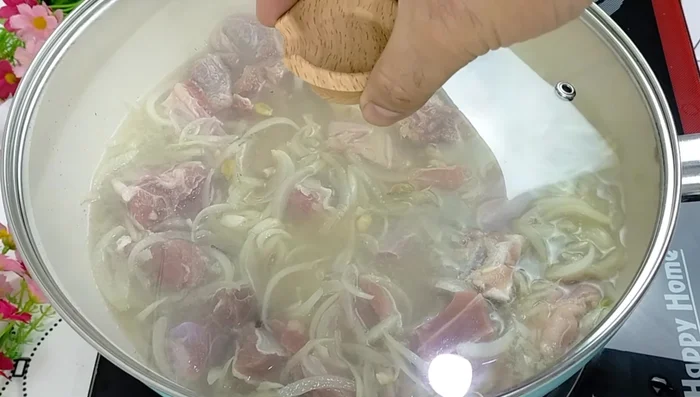 Bring to a boil on high heat, then reduce heat to medium-low and simmer until the mutton is tender (approximately 40-50 minutes without a pressure cooker, 15-20 minutes with a pressure cooker).