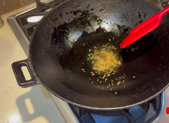 While chickpeas are cooking, fry potatoes until about 75% cooked (585.12).