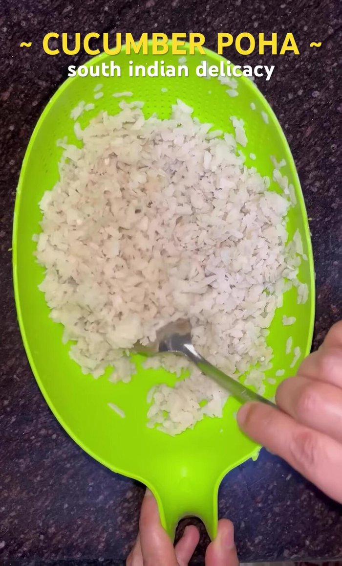 Clean the poha thoroughly two-three times and drain out the water.