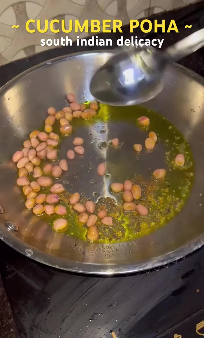 Add peanuts and roast them lightly.