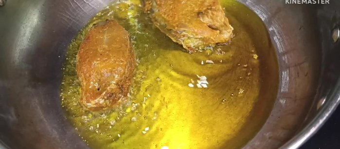 Fry the fish: Heat oil in a pan. Fry the fish pieces in batches over medium heat until golden brown.