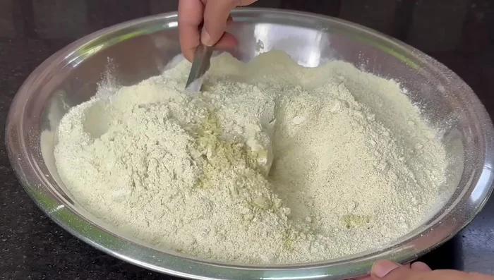Mix all three batches of powder thoroughly in a wide plate by hand to ensure even distribution.