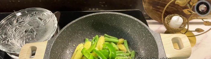 Add all three types of capsicum (green, yellow, and red) and zucchini (optional). Sauté for 1 minute.