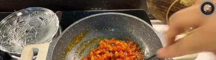 Add no onion no garlic tomato sauce and Kasuri Methi powder. Mix well.