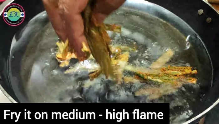 Heat oil in a pan over medium heat. Add okra in batches, ensuring not to overcrowd the pan.
