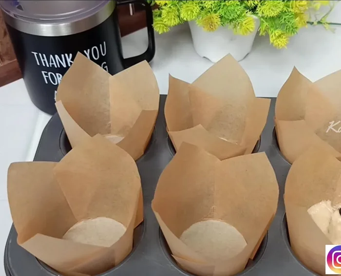 Fill the muffin liners about ¾ full with batter.