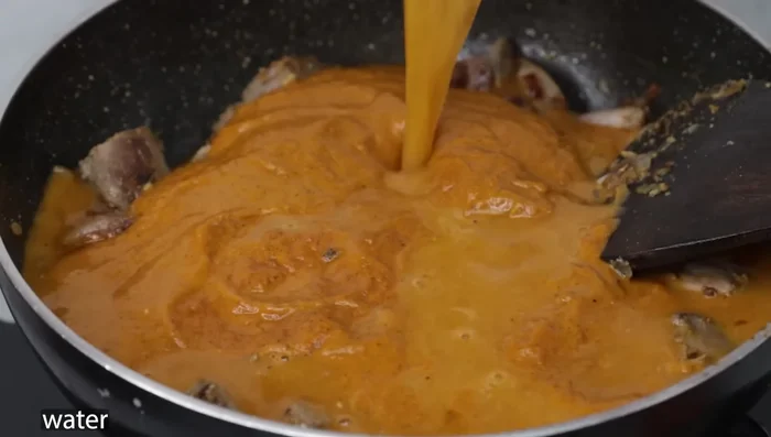 Add the prepared masala paste. Mix well and cover. Cook until the liver is tender, stirring occasionally to prevent sticking.