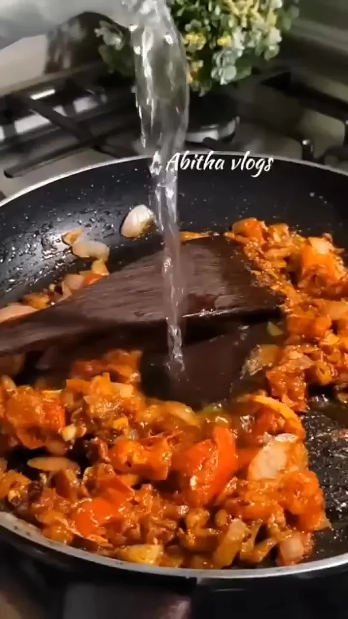 Add water, close the lid and cook for five minutes.