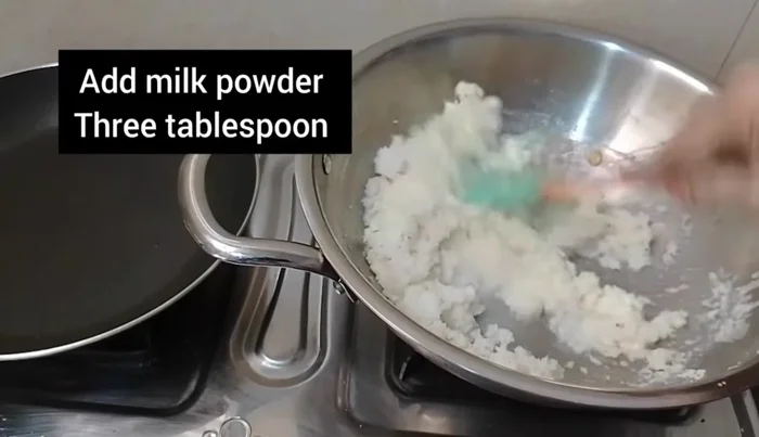 Stir in milk powder for a granular texture.
