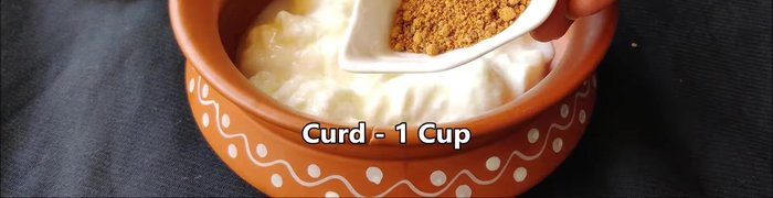 In a separate bowl, mix curd and jaggery (or sugar).