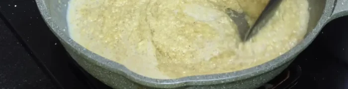 Add 1 cup of milk and mix well. Turn off the heat.